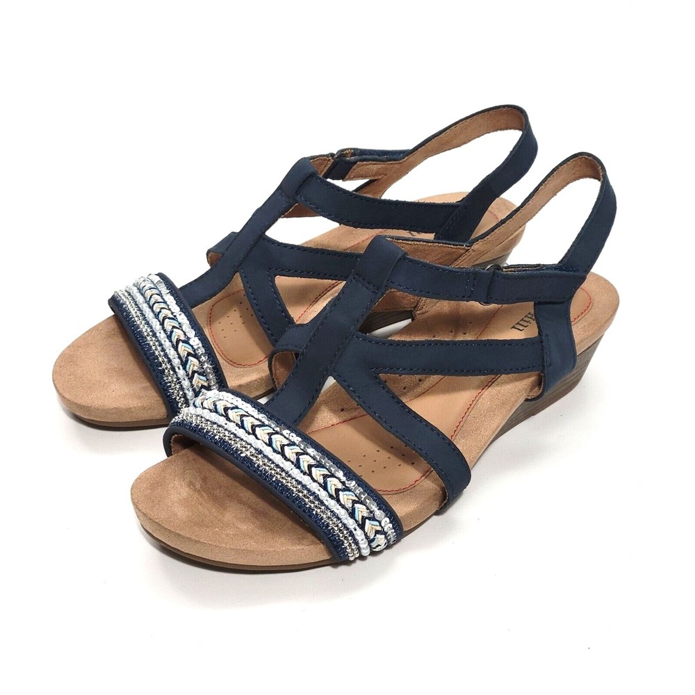 Cobb Hill Women's Slingback comfort Wedge Sandals  Blue Sz 9.5